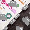 image:imageOutus 24 Pieces Monthly Adhesive Tabs for Planner  Designer Accessories Monthly Tabs Stickers Decorative for Office Planners Organizations Sturdy Notebook Planners JournalBlackGrey