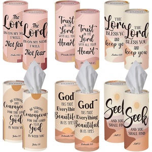 image:imageOutus 12 Pack Christian Car Tissues Cylinder Holder with Facial Tissue Bulk Round Bible Verses Napkins Container for Car Home Travel Prayer Church Gifts 6 DesignsChristian