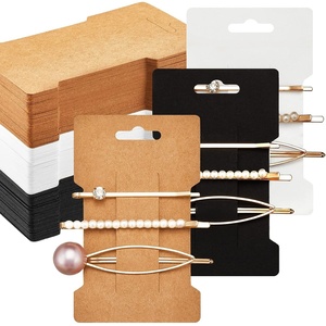 image:imageOutus 120 Pieces Hair Clip Display Cards  6 x 10 cm Kraft Paper Rectangular Card Holders for Hair Bows Barrettes and Accessories Organizing in 3 Colors