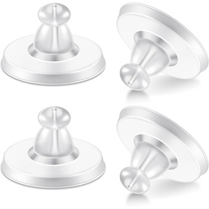 image:imageOutus 200 Pcs Earring Backs for Droopy Ears Backs Replacements Earring Backs for Heavy Bullet ClutchSilver and GoldClear
