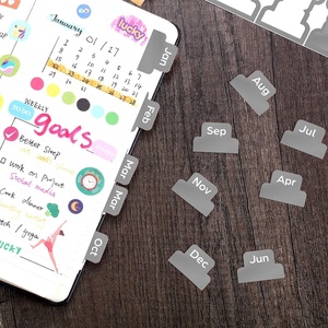 image:imageOutus 24 Pieces Monthly Adhesive Tabs for Planner  Designer Accessories Monthly Tabs Stickers Decorative for Office Planners Organizations Sturdy Notebook Planners JournalBlackGrey