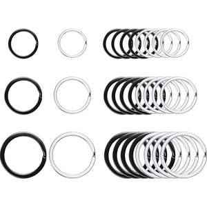 image:imageOutus 30 Pieces Key Rings Keychain Round Flat Split Key Chains Rings for Home Car Dog Tag Office Keys OrganizationSilver34 Inch 1 Inch and 125 InchesBlack  Silver