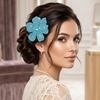 image:image374 Inches Rhinestone Camellia Flower Brooch Pins amp Hair Clips for Women Elegant Created Crystal Lapel Pin Brooches Wedding PartyBlue