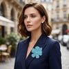 image:image374 Inches Rhinestone Camellia Flower Brooch Pins amp Hair Clips for Women Elegant Created Crystal Lapel Pin Brooches Wedding PartyBlue