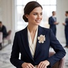 image:image374 Inches Rhinestone Camellia Flower Brooch Pins amp Hair Clips for Women Elegant Created Crystal Lapel Pin Brooches Wedding PartyChampagne  White