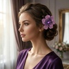 image:image374 Inches Rhinestone Camellia Flower Brooch Pins amp Hair Clips for Women Elegant Created Crystal Lapel Pin Brooches Wedding PartyPurple