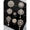 image:image8 Pack Plated Assorted Crystal Rhinestones Brooch Pins Set for DIY Wedding Party Bouquets Embellishment Crafts Decorsliver