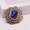 image:imageAntique Rhinestone Brooch Pin for Women Girls Gold Tone Vintage Baroque Rectangle Crystal Shell Pearl Boho Victorian Style Brooches Lapel Pins Elegant Wedding Christmas Festival Ornament Jewelry GiftBlue CZ