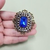 image:imageAntique Rhinestone Brooch Pin for Women Girls Gold Tone Vintage Baroque Rectangle Crystal Shell Pearl Boho Victorian Style Brooches Lapel Pins Elegant Wedding Christmas Festival Ornament Jewelry GiftBlue CZ
