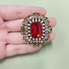image:imageAntique Rhinestone Brooch Pin for Women Girls Gold Tone Vintage Baroque Rectangle Crystal Shell Pearl Boho Victorian Style Brooches Lapel Pins Elegant Wedding Christmas Festival Ornament Jewelry GiftRed CZ