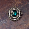 image:imageAntique Rhinestone Brooch Pin for Women Girls Gold Tone Vintage Baroque Rectangle Crystal Shell Pearl Boho Victorian Style Brooches Lapel Pins Elegant Wedding Christmas Festival Ornament Jewelry GiftGreen CZ