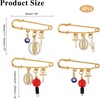 image:imageCHGCRAFT 4Pcs Evil Eye Safety Pin Gold Plated Brooch Pin with Cross Pendant Evil Eye Brooch for Backpack Clothing Badges