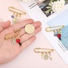 image:imageCHGCRAFT 4Pcs Evil Eye Safety Pin Gold Plated Brooch Pin with Cross Pendant Evil Eye Brooch for Backpack Clothing Badges