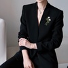 image:imageEnamel Green Plant Leaf Brooch PinRomantic White Rose Flower Suit Lapel Pin Leaf Badge Clothes Accessories Jewelry for Women MenStyle C