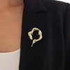 image:imageGold Statement Simple Hollow Brooch Pin for Women Vintage Unique Hammered Irregular Geometric Brooch Suit Costume Chest Accessories Y2K Jewelry GiftGold1