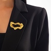 image:imageGold Statement Simple Hollow Brooch Pin for Women Vintage Unique Hammered Irregular Geometric Brooch Suit Costume Chest Accessories Y2K Jewelry GiftGold Set