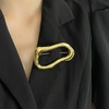 image:imageGold Statement Simple Hollow Brooch Pin for Women Vintage Unique Hammered Irregular Geometric Brooch Suit Costume Chest Accessories Y2K Jewelry GiftGold Oval