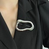 image:imageGold Statement Simple Hollow Brooch Pin for Women Vintage Unique Hammered Irregular Geometric Brooch Suit Costume Chest Accessories Y2K Jewelry GiftSilver Oval