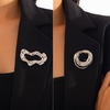 image:imageGold Statement Simple Hollow Brooch Pin for Women Vintage Unique Hammered Irregular Geometric Brooch Suit Costume Chest Accessories Y2K Jewelry GiftSilver Set