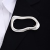 image:imageGold Statement Simple Hollow Brooch Pin for Women Vintage Unique Hammered Irregular Geometric Brooch Suit Costume Chest Accessories Y2K Jewelry GiftSilver Oval