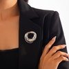 image:imageGold Statement Simple Hollow Brooch Pin for Women Vintage Unique Hammered Irregular Geometric Brooch Suit Costume Chest Accessories Y2K Jewelry GiftSilver Set