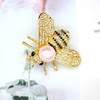 image:imageHoney Bee Brooches Crystal Insect Themed Bee Brooch Animal Fashion Shell Pearl Brooch Pin Gold TonePink pearl