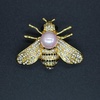 image:imageHoney Bee Brooches Crystal Insect Themed Bee Brooch Animal Fashion Shell Pearl Brooch Pin Gold TonePink pearl