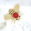 image:imageHoney Bee Brooches Crystal Insect Themed Bee Brooch Animal Fashion Shell Pearl Brooch Pin Gold ToneRed pearl