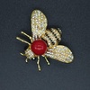 image:imageHoney Bee Brooches Crystal Insect Themed Bee Brooch Animal Fashion Shell Pearl Brooch Pin Gold ToneRed pearl