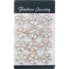 image:imageLot 12pcs Assorted Crystal Rhinestone Flower Brooch Pin Set for Women DIY Bridal Wedding Bouquet KitGold Plated  12pcs