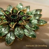 image:imageQCWN Large Flower Brooches and Pins for Women Vintage Rhinestone Sunflower Brooch Costume Jewelry Lapel Hat Pins for Wedding Dresses Bouquet Gifts1Pcs Olive Green