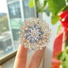 image:imageQCWN Large Flower Brooches and Pins for Women Vintage Rhinestone Sunflower Brooch Costume Jewelry Lapel Hat Pins for Wedding Dresses Bouquet Gifts1Pcs Light Blue Snowflake