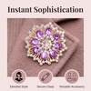 image:imageQCWN Large Flower Brooches and Pins for Women Vintage Rhinestone Sunflower Brooch Costume Jewelry Lapel Hat Pins for Wedding Dresses Bouquet Gifts1Pcs Lavender Purple