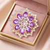 image:imageQCWN Large Flower Brooches and Pins for Women Vintage Rhinestone Sunflower Brooch Costume Jewelry Lapel Hat Pins for Wedding Dresses Bouquet Gifts1Pcs Lavender Purple