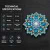 image:imageQCWN Large Flower Brooches and Pins for Women Vintage Rhinestone Sunflower Brooch Costume Jewelry Lapel Hat Pins for Wedding Dresses Bouquet Gifts1Pcs Teal Blue