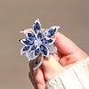 image:imageQCWN Large Flower Brooches and Pins for Women Vintage Rhinestone Sunflower Brooch Costume Jewelry Lapel Hat Pins for Wedding Dresses Bouquet Gifts1Pcs Navy Blue Flower
