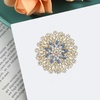 image:imageQCWN Large Flower Brooches and Pins for Women Vintage Rhinestone Sunflower Brooch Costume Jewelry Lapel Hat Pins for Wedding Dresses Bouquet Gifts1Pcs Light Blue Snowflake