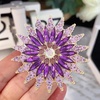 image:imageQCWN Large Flower Brooches and Pins for Women Vintage Rhinestone Sunflower Brooch Costume Jewelry Lapel Hat Pins for Wedding Dresses Bouquet Gifts1Pcs Purple Sunflower