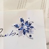 image:imageQCWN Large Flower Brooches and Pins for Women Vintage Rhinestone Sunflower Brooch Costume Jewelry Lapel Hat Pins for Wedding Dresses Bouquet Gifts1Pcs Navy Blue Flower