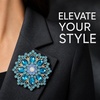 image:imageQCWN Large Flower Brooches and Pins for Women Vintage Rhinestone Sunflower Brooch Costume Jewelry Lapel Hat Pins for Wedding Dresses Bouquet Gifts1Pcs Teal Blue