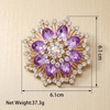 image:imageQCWN Large Flower Brooches and Pins for Women Vintage Rhinestone Sunflower Brooch Costume Jewelry Lapel Hat Pins for Wedding Dresses Bouquet Gifts1Pcs Lavender Purple