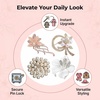 image:imageQCWN Large Flower Brooches and Pins for Women Vintage Rhinestone Sunflower Brooch Costume Jewelry Lapel Hat Pins for Wedding Dresses Bouquet Gifts4Pcs Rose Gold Tone