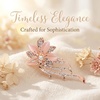 image:imageQCWN Large Flower Brooches and Pins for Women Vintage Rhinestone Sunflower Brooch Costume Jewelry Lapel Hat Pins for Wedding Dresses Bouquet Gifts4Pcs Rose Gold Tone