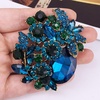 image:imageSELOVO Rhinestone Glitter Flower Brooch Pin Jewelry Scarf Accessory Vintage Gold ToneLight Blue