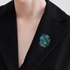 image:imageSELOVO Rhinestone Glitter Flower Brooch Pin Jewelry Scarf Accessory Vintage Gold ToneLight Blue
