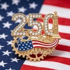 image:imagecoadipress 250th Anniversary USA Flag Brooch Pin for Women Men Patriotic Eagle American 17762026 Commemorative Badge Red White Blue Crystal Lapel Pin for 4th of July Parade CelebrationGold
