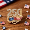 image:imagecoadipress 250th Anniversary USA Flag Brooch Pin for Women Men Patriotic Eagle American 17762026 Commemorative Badge Red White Blue Crystal Lapel Pin for 4th of July Parade CelebrationGold