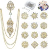 image:imageGold Rhinestone Brooches Pin Kits Crystal Pearl Brooches for Bouquets for Wedding Decoration Accessories Jewelry Making CraftsGold14PCSGold3
