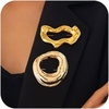 image:imageGold Statement Simple Hollow Brooch Pin for Women Vintage Unique Hammered Irregular Geometric Brooch Suit Costume Chest Accessories Y2K Jewelry GiftGold Set