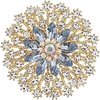 image:imageQCWN Large Flower Brooches and Pins for Women Vintage Rhinestone Sunflower Brooch Costume Jewelry Lapel Hat Pins for Wedding Dresses Bouquet Gifts1Pcs Light Blue Snowflake